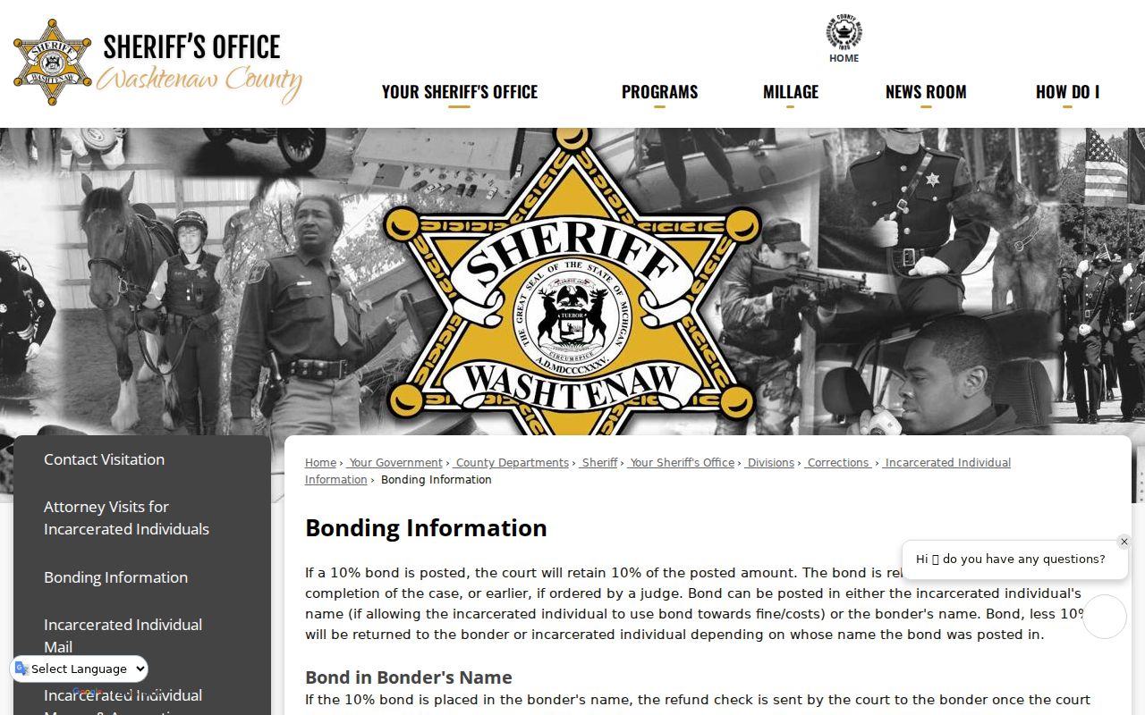 Washtenaw County jail and bond information for Ann Arbor warrant cases