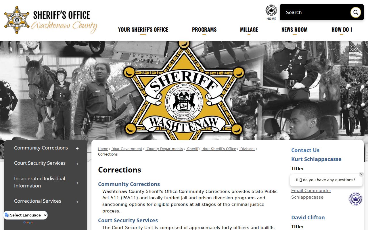 Washtenaw County court security information for Chelsea warrant appearances