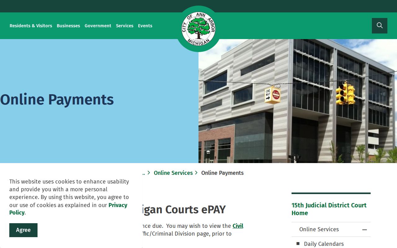 Michigan online payment eligibility for a Milan warrant-related traffic ticket